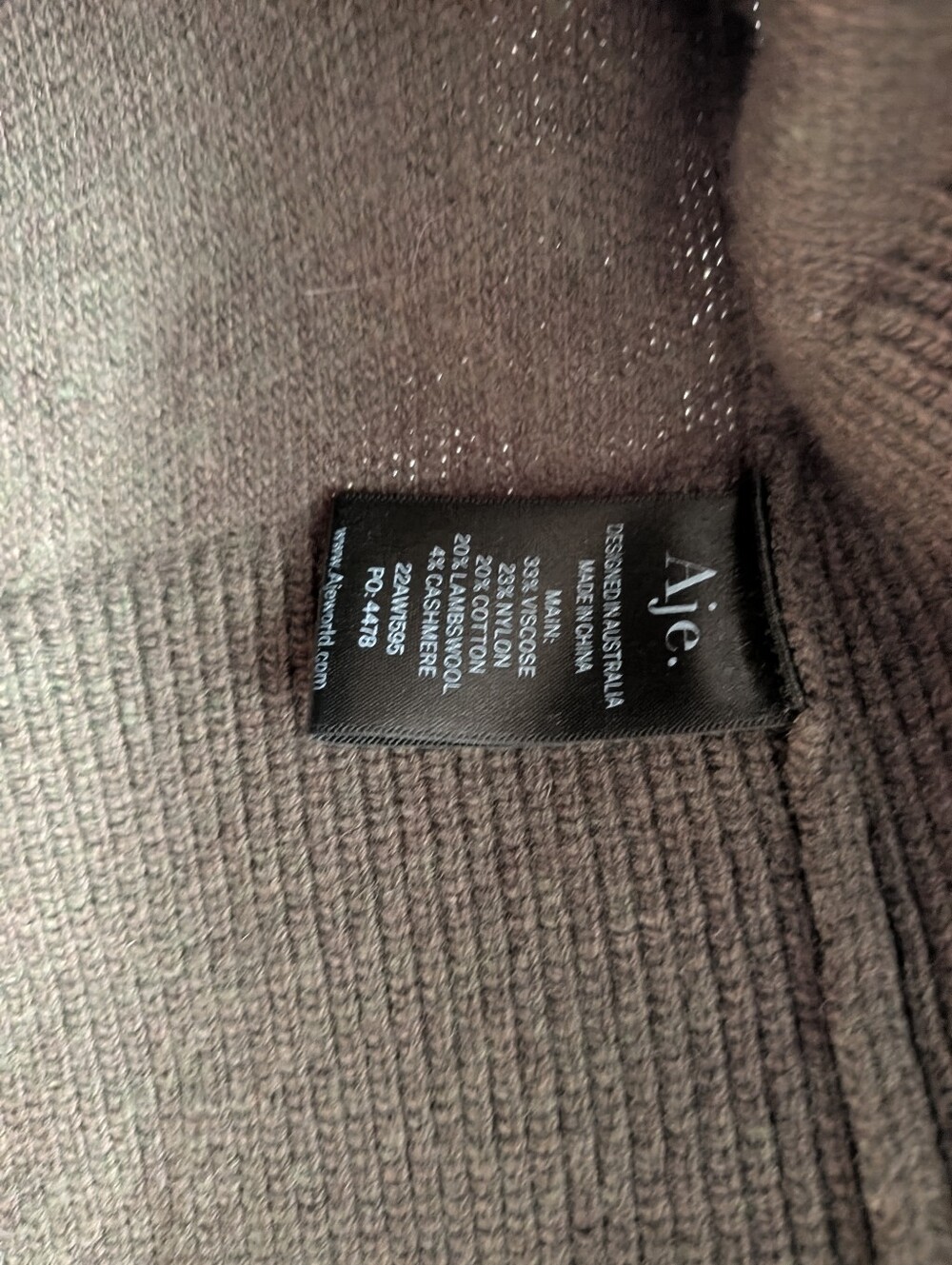 Aje Rennie Logo Funnel Neck Knit Jumper sweater dark green small - Picture 6 of 10